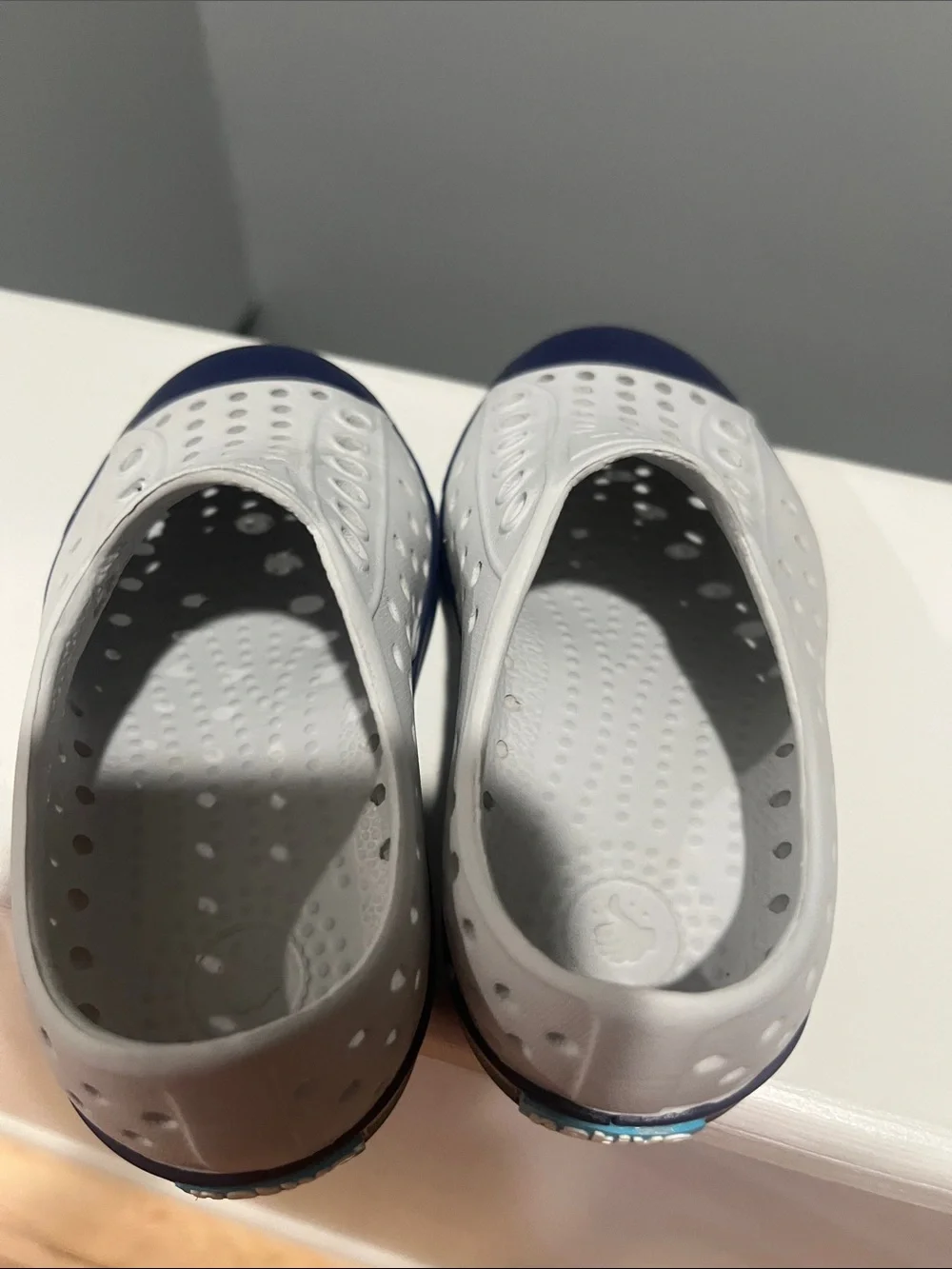 Native Shoes Jefferson C7 Kids Slip On Water Resistant Sneakers Gray and Navy 7